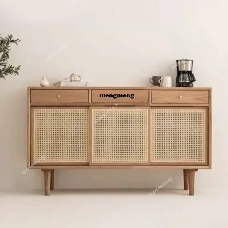 Solid wood rattan dining side cabinet living room log locker design storage cabinet
Solid wood rattan dining side cabinet living room log locker design storage cabinet