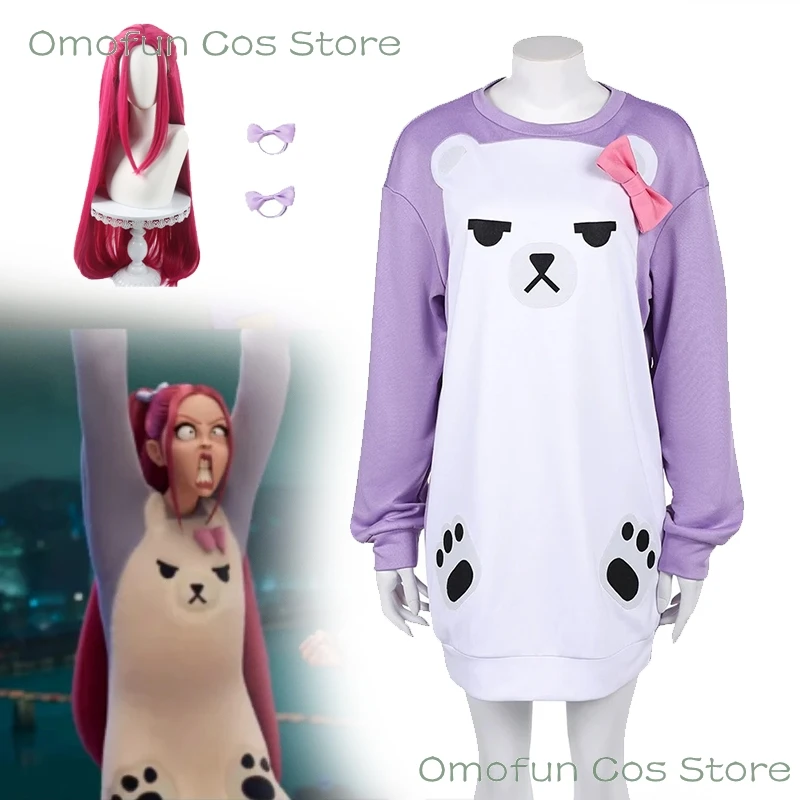 Huntrix K-Pop 미라 Mira Same Style, пижама с милым медведем, косплей, охотники на демонов, Хэллоуин, пижамный костюм для девочек, домашний наряд, костюм, парик 
Huntrix K-Pop 미라 Mira Same Style, пижама с милым медведем, косплей, охотники на демонов, Хэллоуин, пижамный костюм для девочек, домашний наряд, костюм, парик