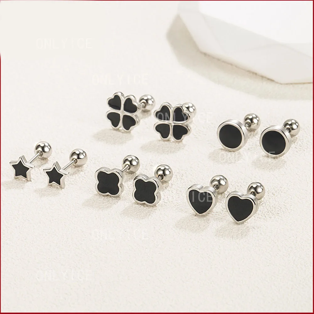 925 Sterling Silver Three Shapes Black Stud Earrings Jewelry Fashion Classical Engagement Wedding Accessories
925 Sterling Silver Three Shapes Black Stud Earrings Jewelry Fashion Classical Engagement Wedding Accessories