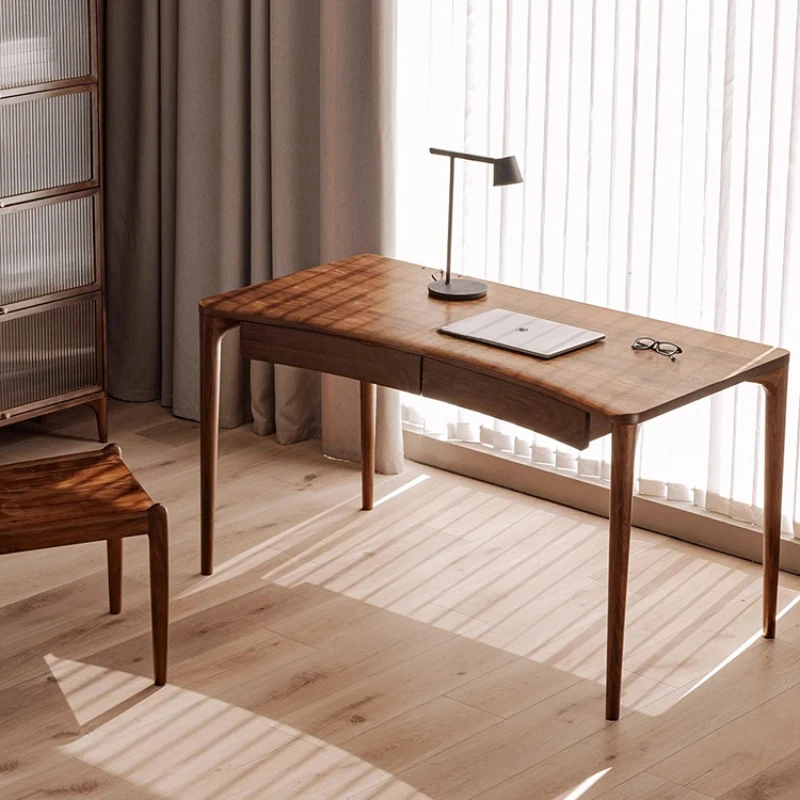 Скандинавский стол из массива черного ореха, изогнутый домашний кабинет, офисный компьютерный стол 
Скандинавский стол из массива черного ореха, изогнутый домашний кабинет, офисный компьютерный стол