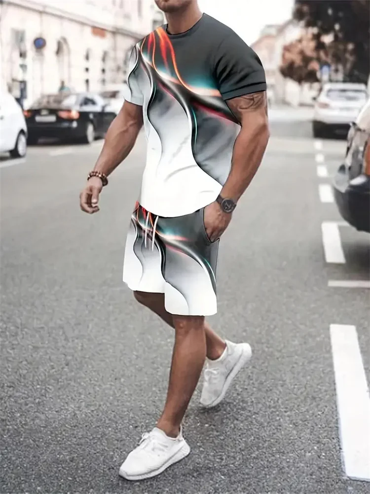 New Gradient Texture T-Shirt Men's Two-Piece Summer New Shorts Suit Fashion 3D Printing Street Casual Sportswear Men's Models
New Gradient Texture T-Shirt Men's Two-Piece Summer New Shorts Suit Fashion 3D Printing Street Casual Sportswear Men's Models