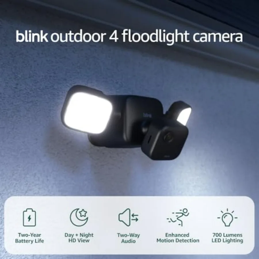Blink Outdoor 4 Floodlight Camera — Wireless smart security camera, 700 lumens, two-year battery life, enhanced motion detectio
Blink Outdoor 4 Floodlight Camera — Wireless smart security camera, 700 lumens, two-year battery life, enhanced motion detectio
