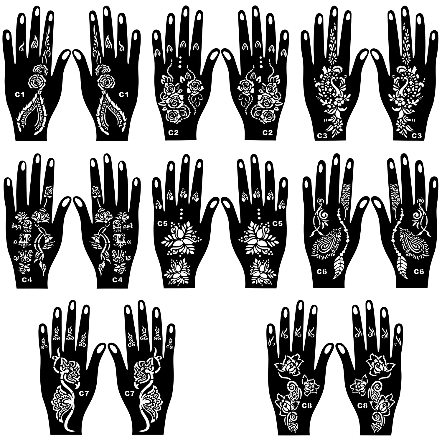 Henna Stencils, 8 Pcs Mehndi Full Hand Sticker Henna Semi Permanent Tattoo Template for Indian Body Art Teen Girl Stylish Unique
Henna Stencils, 8 Pcs Mehndi Full Hand Sticker Henna Semi Permanent Tattoo Template for Indian Body Art Teen Girl Stylish Unique
