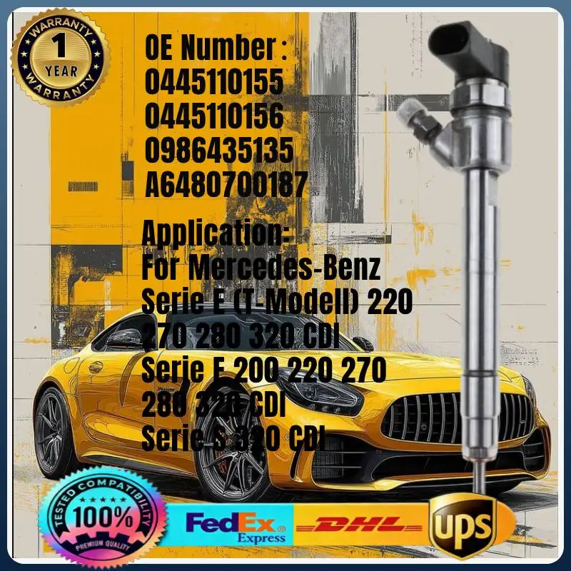 0445110155 0445110156 0986435135 A6480700187 Common Rail Fuel Injector for Mercedes-Benz Serie E 200 220 280 320 Serie S 320 CDI
0445110155 0445110156 0986435135 A6480700187 Common Rail Fuel Injector for Mercedes-Benz Serie E 200 220 280 320 Serie S 320 CDI