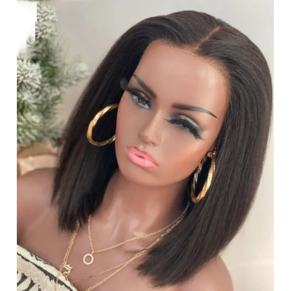 Short Bob Soft 16Inch Black Yaki Preplucked Kinky Straight Lace Front Wig For Women With Baby Hair Synthetic Glueless Daily
Short Bob Soft 16Inch Black Yaki Preplucked Kinky Straight Lace Front Wig For Women With Baby Hair Synthetic Glueless Daily