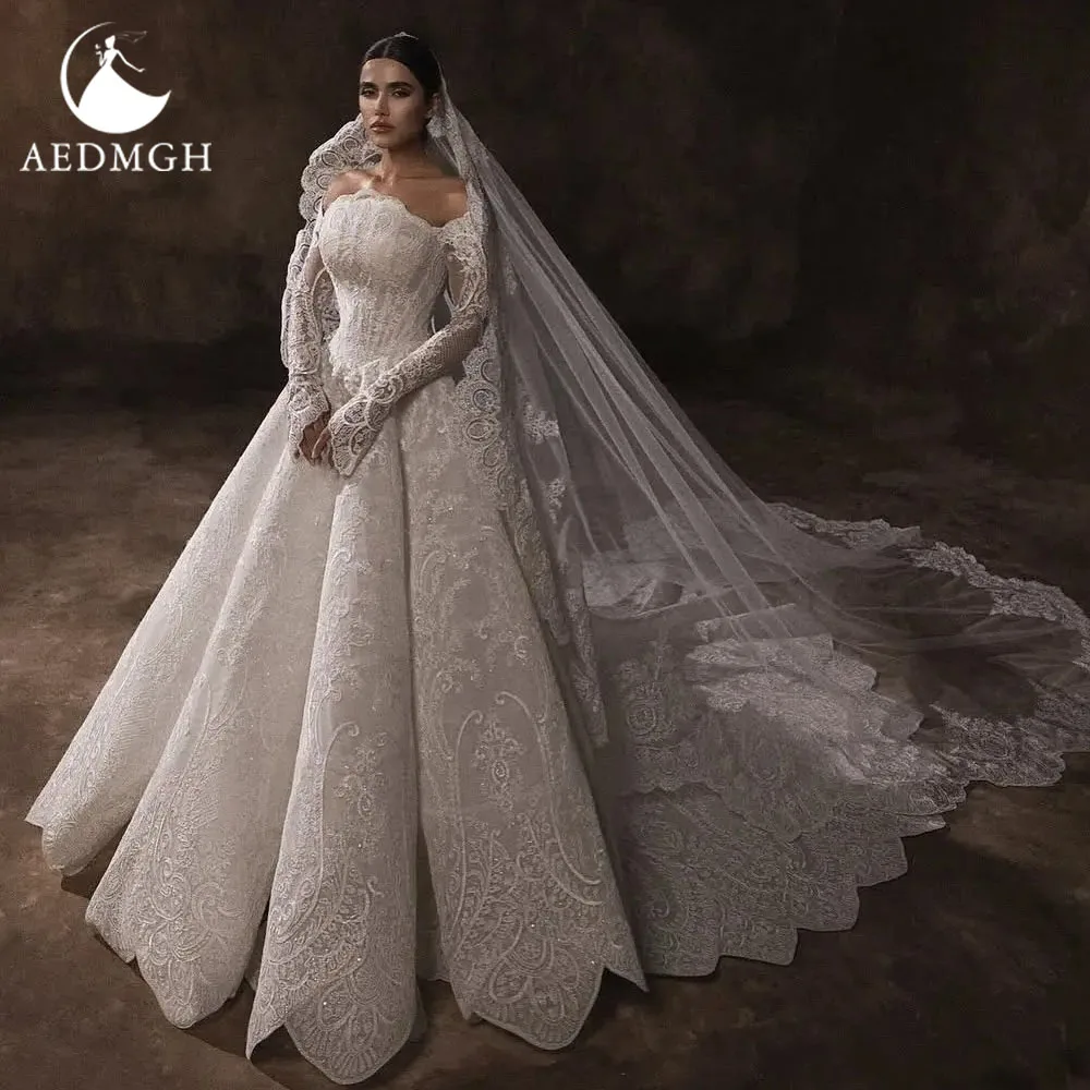Aedmgh A-Line Wedding Dresses Boat Neck Off The Shoulder Vestido De Novia Lace Embroidery Glamorous Custom Made Bridal Gown
Aedmgh A-Line Wedding Dresses Boat Neck Off The Shoulder Vestido De Novia Lace Embroidery Glamorous Custom Made Bridal Gown