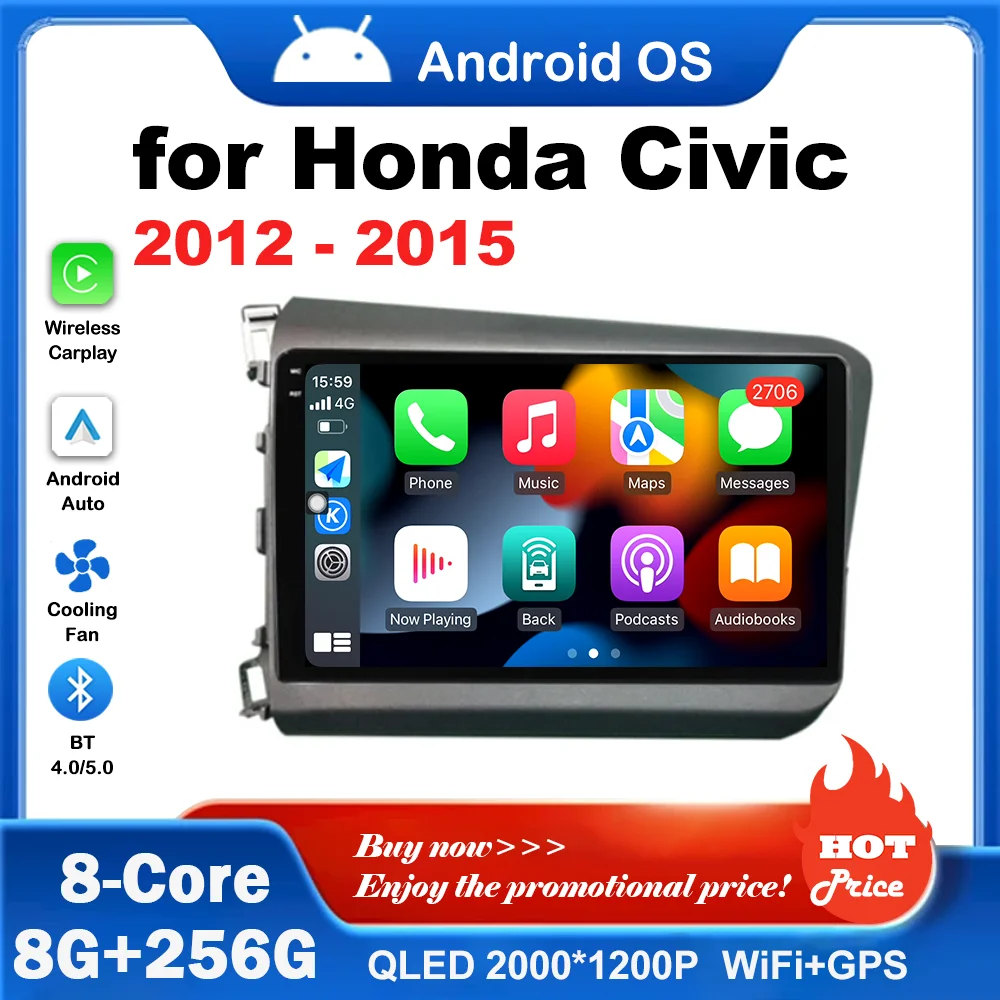 for Honda Civic 2012 - 2015 GPS Navigation WiFi Android OS Car Radio Multimedia Player DSP Stereo Wireless Carplay 4G Auto Tools
for Honda Civic 2012 - 2015 GPS Navigation WiFi Android OS Car Radio Multimedia Player DSP Stereo Wireless Carplay 4G Auto Tools