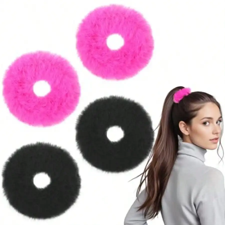 2Pcs Furry Pompom Hair Tie Faux Rabbit Fur Scrunchies Fuzzy Ponytail Holders Hair Accessories For Girls Women Black And Hot Pink#Rad
2Pcs Furry Pompom Hair Tie Faux Rabbit Fur Scrunchies Fuzzy Ponytail Holders Hair Accessories For Girls Women Black And Hot Pink#Rad