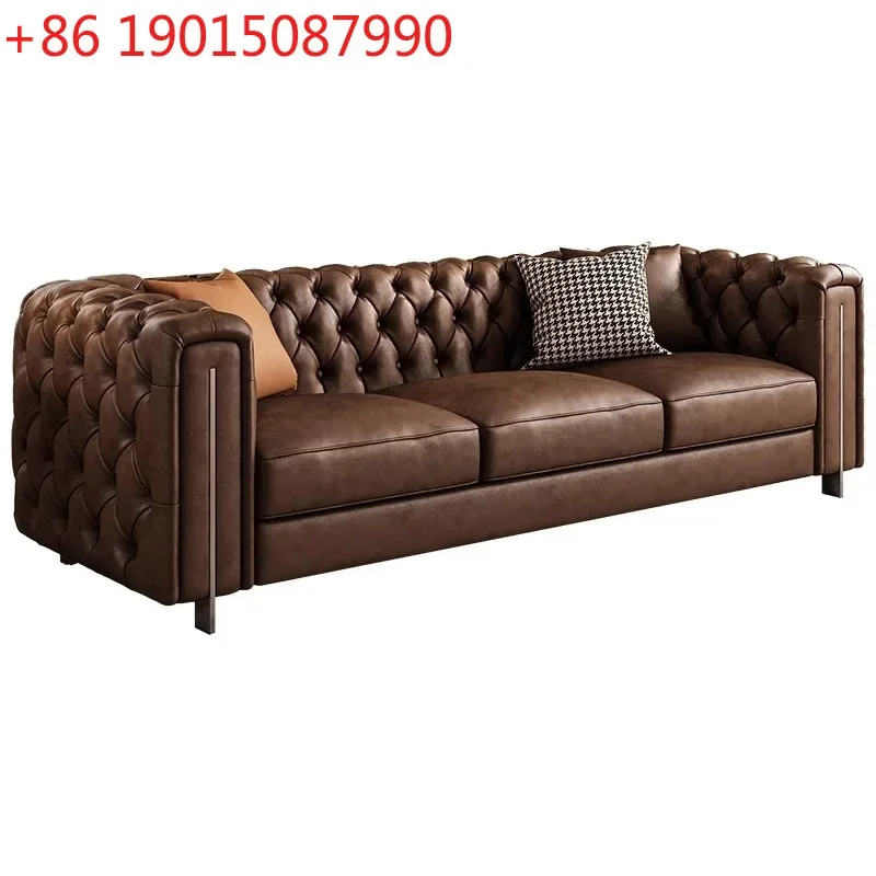 Sofa light luxury high-end American oil wax leather sofa small apartment living room retro full pull buckle straight row combina
Sofa light luxury high-end American oil wax leather sofa small apartment living room retro full pull buckle straight row combina