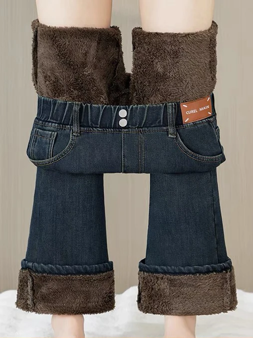 Зимние джинсы больших размеров с высокой талией на подкладке, женские теплые зауженные бархатные джинсовые брюки с микрорасклешенными джинсами, повседневные
Зимние джинсы больших размеров с высокой талией на подкладке, женские теплые зауженные бархатные джинсовые брюки с микрорасклешенными джинсами, повседневные