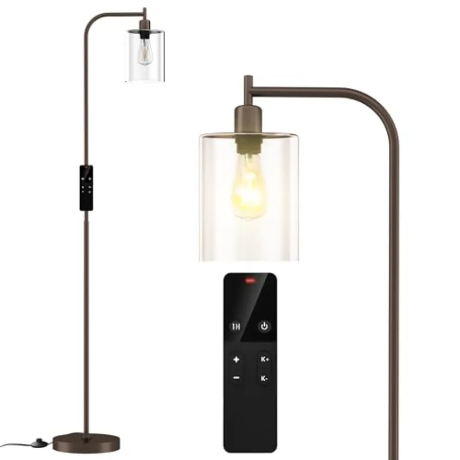 Industrial Floor Lamp with Glass Shade Modern Dimmable Floor lamp with Remote LED Bulbs Tall Lamp for Living Room Corner Bedroo
Industrial Floor Lamp with Glass Shade Modern Dimmable Floor lamp with Remote LED Bulbs Tall Lamp for Living Room Corner Bedroo