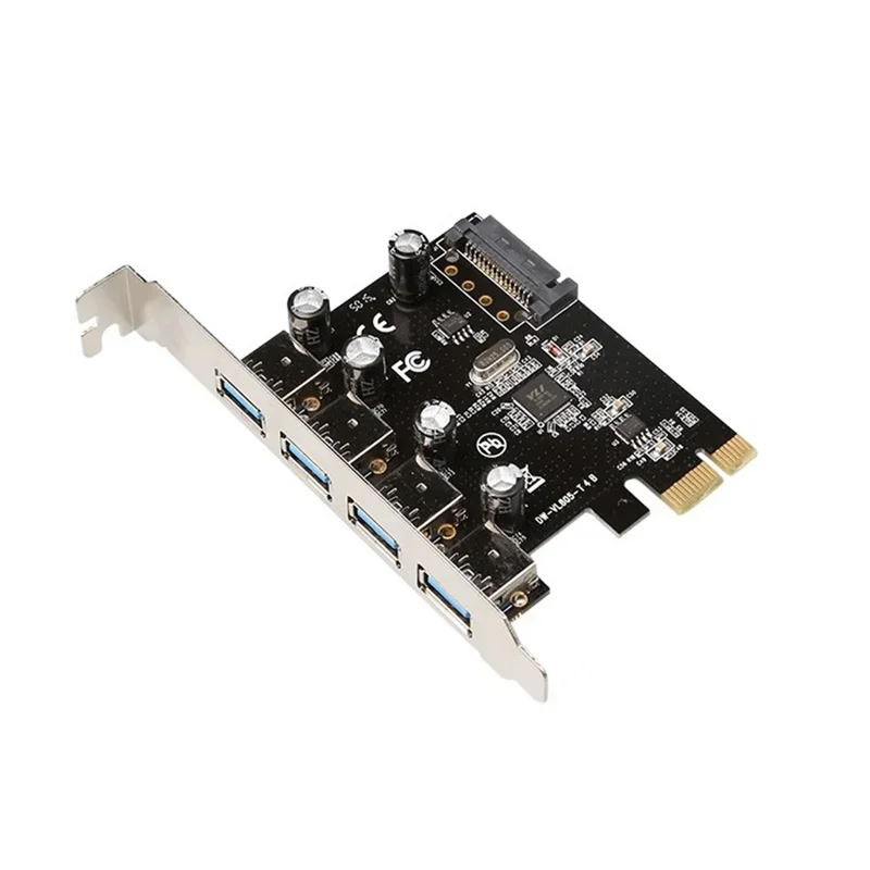 Суперскоростная 4-портовая карта USB 3.0 PCI Express Хост-контроллер PCIe USB 3.0 4 x USB3.0 с VL805
Суперскоростная 4-портовая карта USB 3.0 PCI Express Хост-контроллер PCIe USB 3.0 4 x USB3.0 с VL805