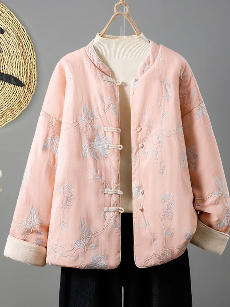 Elegant Double-Sided Wear Embroidered Cotton Jacket Women's Winter Warm Cotton Padded Stand Collar Retro Style Commute Fashion
Elegant Double-Sided Wear Embroidered Cotton Jacket Women's Winter Warm Cotton Padded Stand Collar Retro Style Commute Fashion