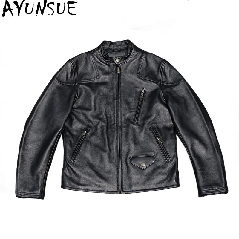 AYUNSUE куртка из натуральной яловой кожи, мужская классическая короткая куртка из натуральной коровьей кожи, мужское короткое облегающее кожаное пальто для мотоцикла
AYUNSUE куртка из натуральной яловой кожи, мужская классическая короткая куртка из натуральной коровьей кожи, мужское короткое облегающее кожаное пальто для мотоцикла