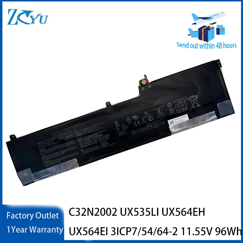 C32N2002 Laptop Battery for Asus ZenBook Flip 15 UX535LI UX564EH UX564EI 3ICP7/54/64-2 etc 11.55V 96Wh
C32N2002 Laptop Battery for Asus ZenBook Flip 15 UX535LI UX564EH UX564EI 3ICP7/54/64-2 etc 11.55V 96Wh