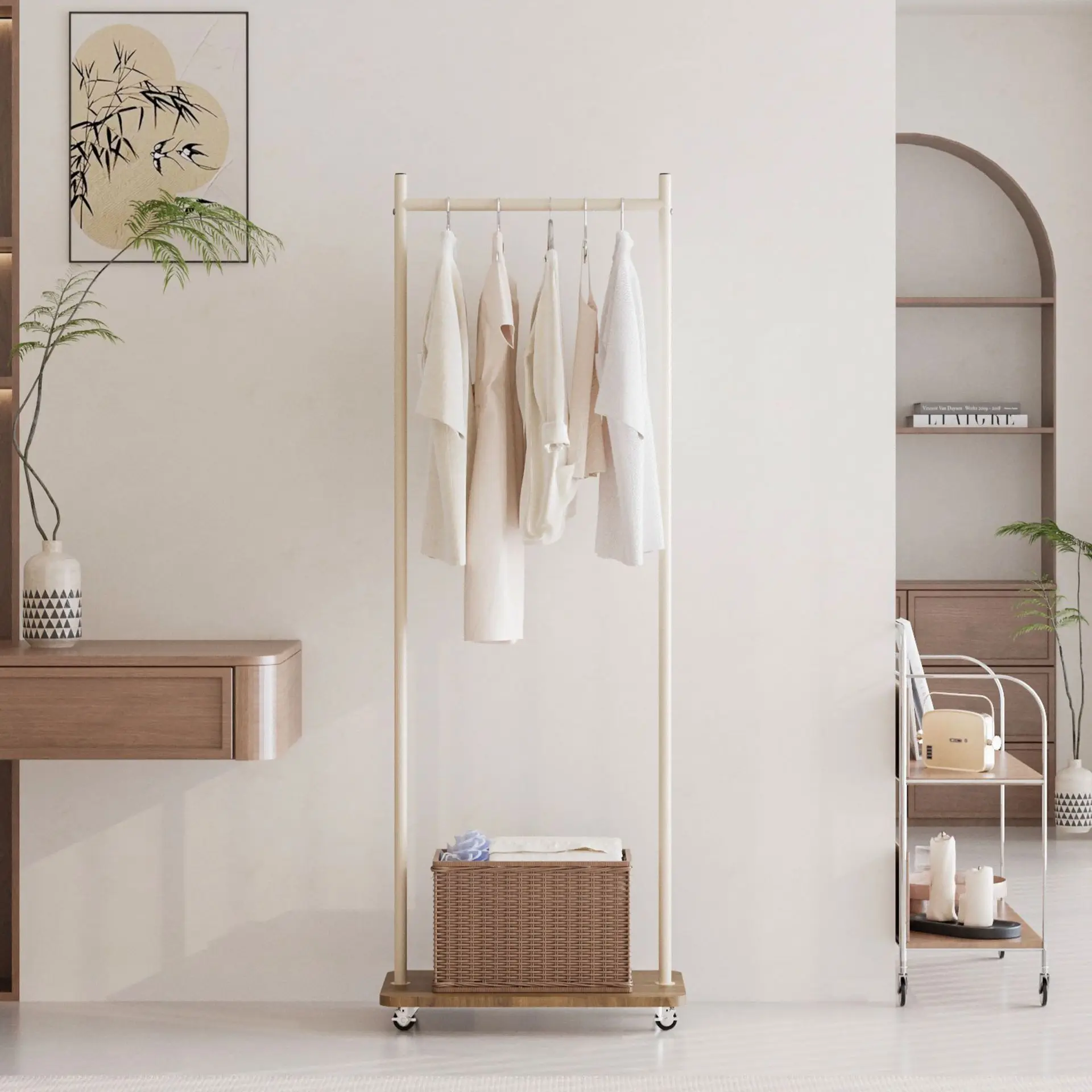 Cream wind coat rack Floor-to-ceiling bedroom hanger Simple household removable small apartment hanging clothes rack
Cream wind coat rack Floor-to-ceiling bedroom hanger Simple household removable small apartment hanging clothes rack