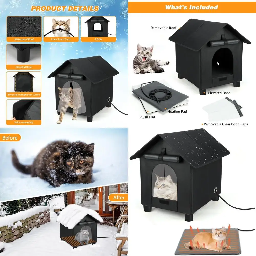 Large Waterproof Insulated Outdoor Cat House with Escape Door for Winter (Black, 17.3x20.9x20.8)
Large Waterproof Insulated Outdoor Cat House with Escape Door for Winter (Black, 17.3x20.9x20.8)