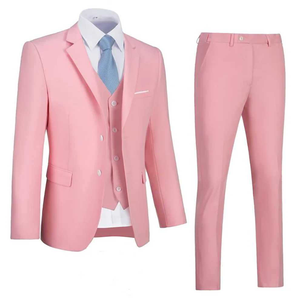 Classic Pink Single Breasted Peak Lapel Men's Suit 3 Pieces Wedding Groom Tuxedo Slim Fit High Quality Boutique Male Clothing
Classic Pink Single Breasted Peak Lapel Men's Suit 3 Pieces Wedding Groom Tuxedo Slim Fit High Quality Boutique Male Clothing
