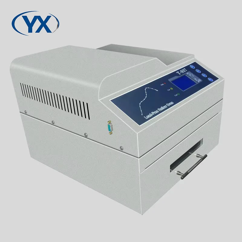 YX T937 SMT Assembly Line SMT Mini Desktop Reflow Oven Lead Free Reflow Soldering Machine Soldering Area 306mmX322mm 
YX T937 SMT Assembly Line SMT Mini Desktop Reflow Oven Lead Free Reflow Soldering Machine Soldering Area 306mmX322mm