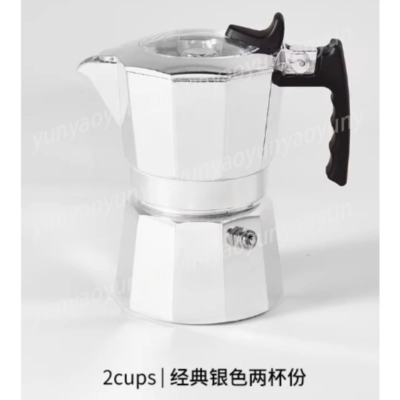 Pot 2 Cups, Double Valve Stovetop Espresso Maker, Silver Uncoated Aluminum Coffee Percolator
Pot 2 Cups, Double Valve Stovetop Espresso Maker, Silver Uncoated Aluminum Coffee Percolator