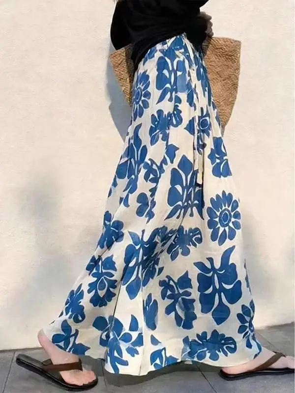 High Waist A-Line Midi Skirt Women's Loose Long Skirt Blue Print Summer 2026 Casual Comfortable Half-length Skirts
High Waist A-Line Midi Skirt Women's Loose Long Skirt Blue Print Summer 2026 Casual Comfortable Half-length Skirts