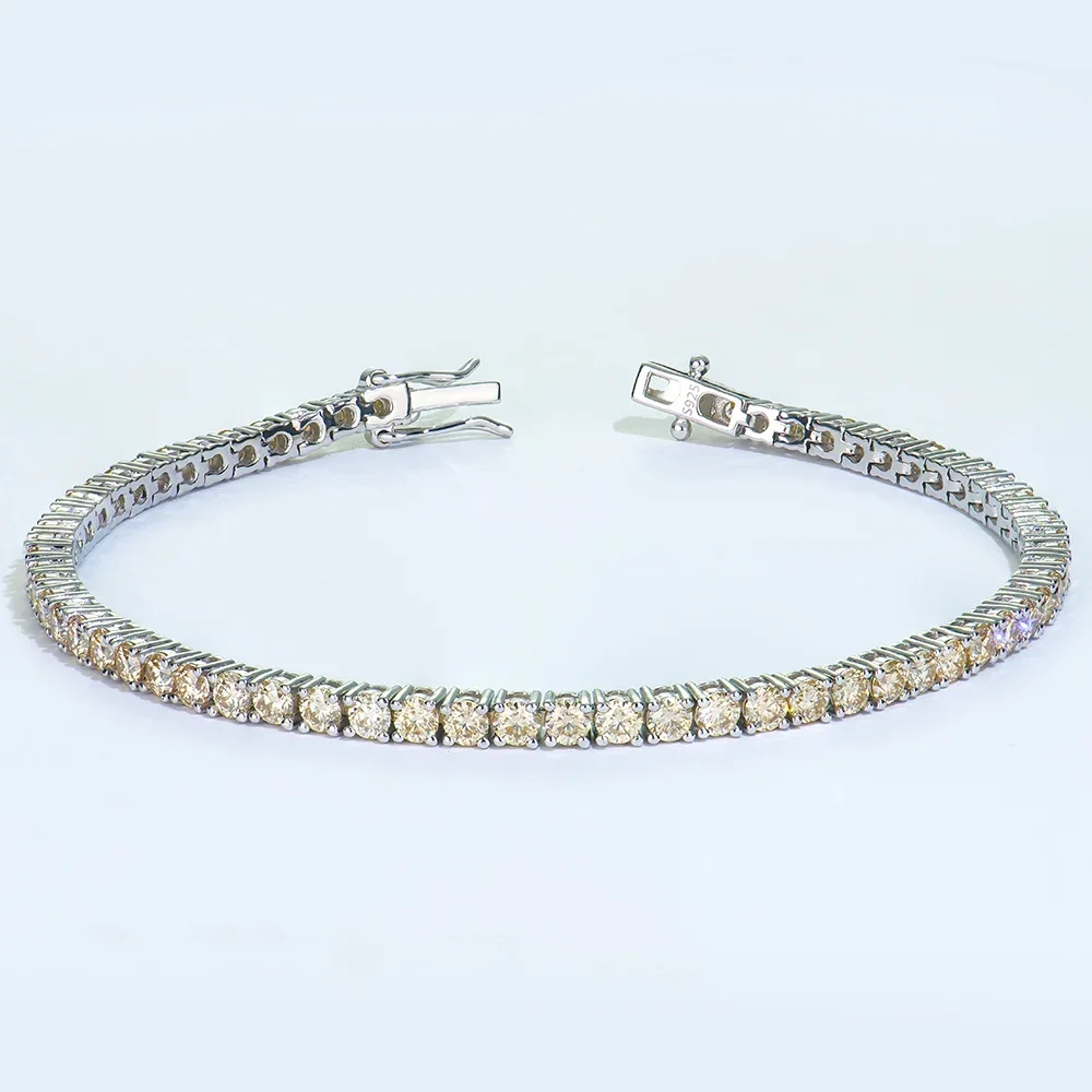 925 Silver Round Shape Champagne Color Mossanite Diamond Tennis Bracelet Fashion Jewelry
925 Silver Round Shape Champagne Color Mossanite Diamond Tennis Bracelet Fashion Jewelry