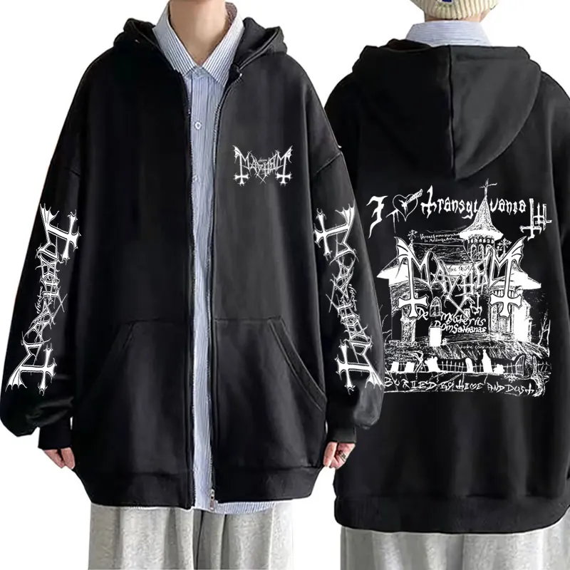 Rock Band Mayhem Death Black Metal Style Zipper Hoodie Men Women Fashion Oversized Zip Up Jacket Men's Gothic Punk Streetwear
Rock Band Mayhem Death Black Metal Style Zipper Hoodie Men Women Fashion Oversized Zip Up Jacket Men's Gothic Punk Streetwear