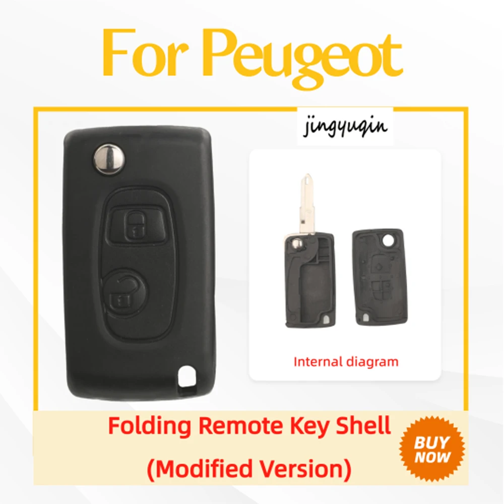 jingyuqin Foldable remote car key shell case Modified Version Uncut punched blank blade 2 Button For Peugeot model No logo
jingyuqin Foldable remote car key shell case Modified Version Uncut punched blank blade 2 Button For Peugeot model No logo