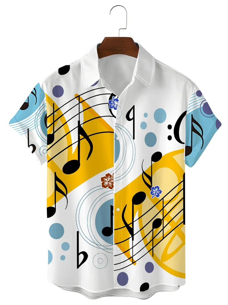 Rhythmic Notes Men's Casual Shirt Summer Hawaiian Beach Shirt Fashion Simple Pattern Button Down Shirt Cartoon Print Men's Shirt
Rhythmic Notes Men's Casual Shirt Summer Hawaiian Beach Shirt Fashion Simple Pattern Button Down Shirt Cartoon Print Men's Shirt