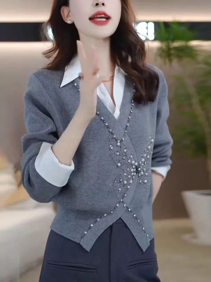 Свободный вязаный кардиган женский осенне-зимний, модный, утепленный, базовый слой, свитер-топ, комплект из двух предметов, виртуальный образ.
Свободный вязаный кардиган женский осенне-зимний, модный, утепленный, базовый слой, свитер-топ, комплект из двух предметов, виртуальный образ.