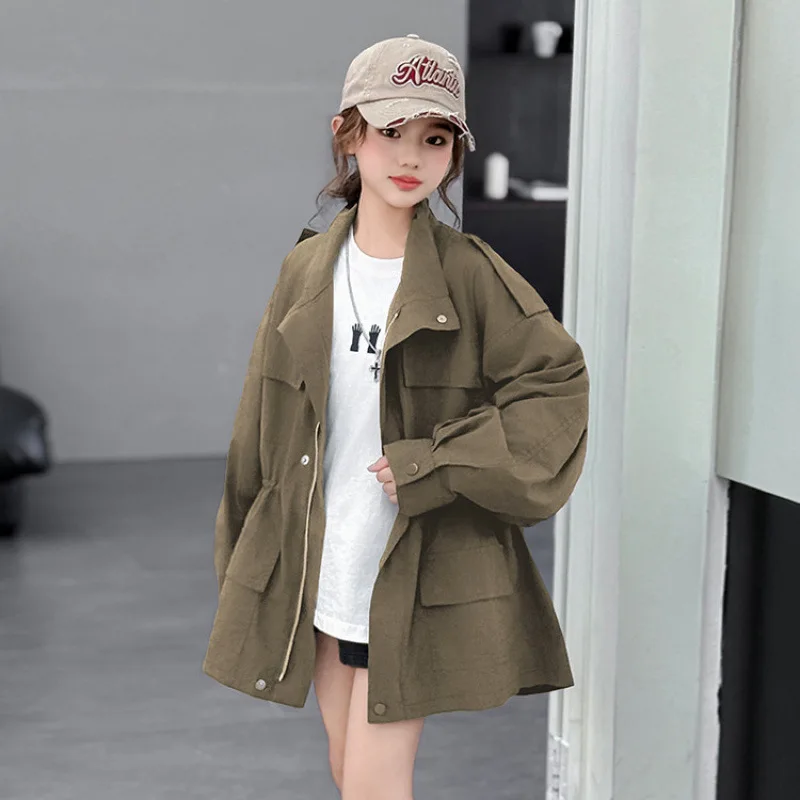 Girls Outerwear Spring and Autumn Korean Version Western Style Casual Mid To Long Windbreaker Versatile Temperament Wear
Girls Outerwear Spring and Autumn Korean Version Western Style Casual Mid To Long Windbreaker Versatile Temperament Wear