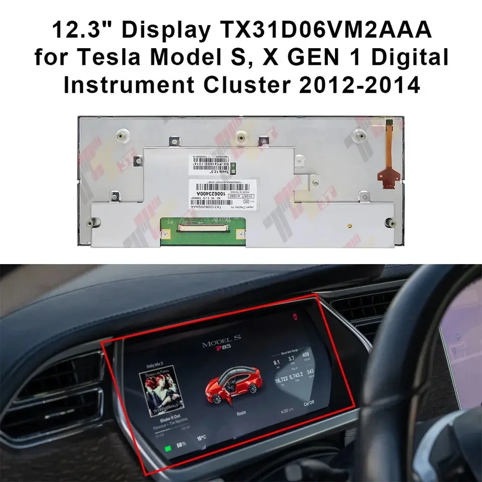 12.3" Dashboard LCD Display TX31D06VM2AAA for Tesla Model S X GEN 1 Digital Instrument Cluster
12.3" Dashboard LCD Display TX31D06VM2AAA for Tesla Model S X GEN 1 Digital Instrument Cluster