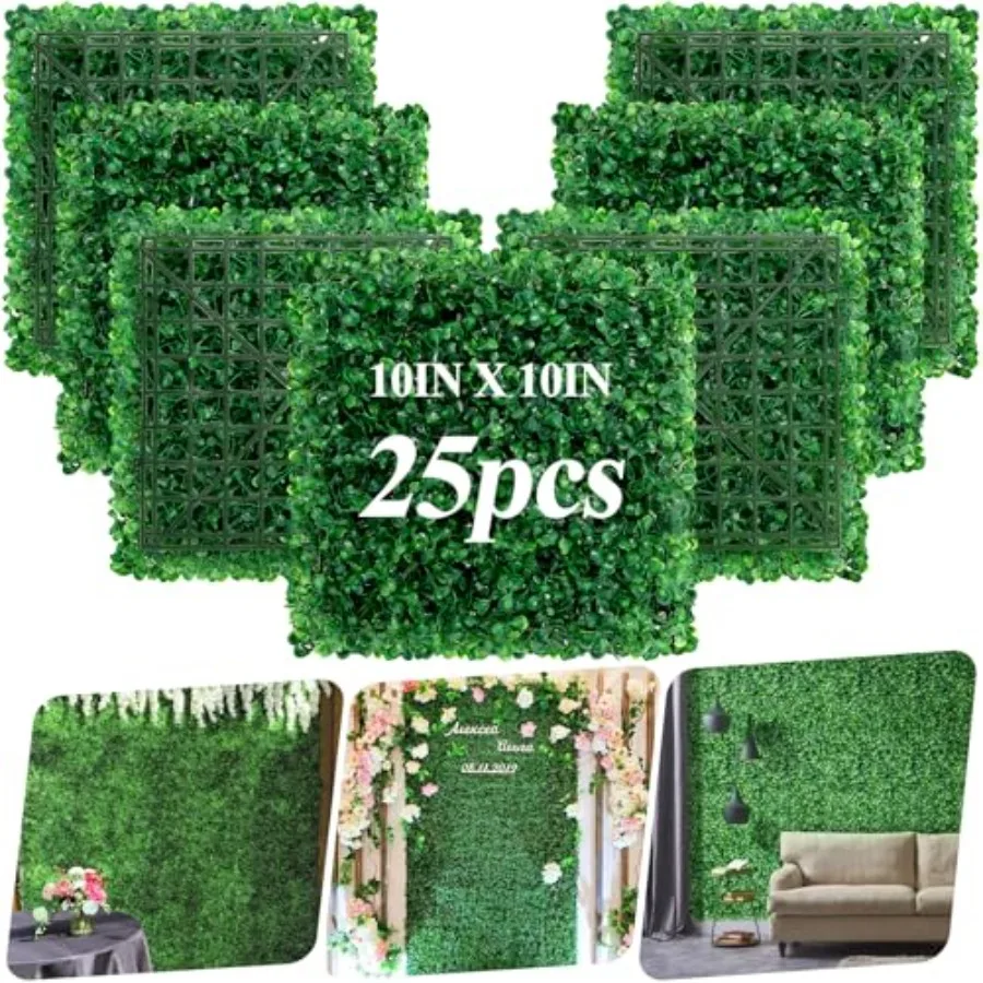 25Pcs Artificial Grass Wall Panels 10" X 10" Greenery Backdrop UV-Protected Faux Boxwood Panels 17.36 ft² Fake Green Wall Priva
25Pcs Artificial Grass Wall Panels 10" X 10" Greenery Backdrop UV-Protected Faux Boxwood Panels 17.36 ft² Fake Green Wall Priva