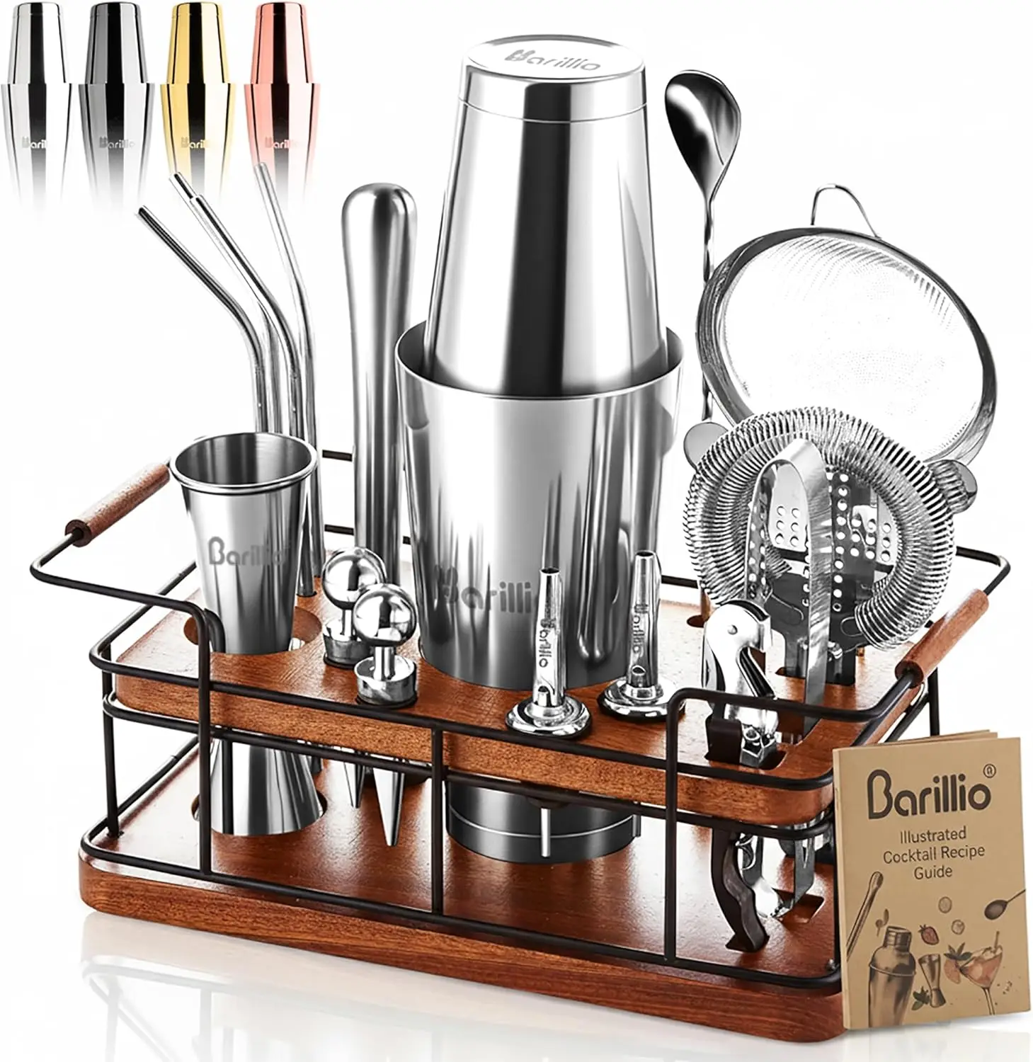23-Piece Stainless Steel Bartender Kit with African Mahogany Stand, Cocktail Shaker Set for Home Bar Mixing, Gift-Ready
23-Piece Stainless Steel Bartender Kit with African Mahogany Stand, Cocktail Shaker Set for Home Bar Mixing, Gift-Ready