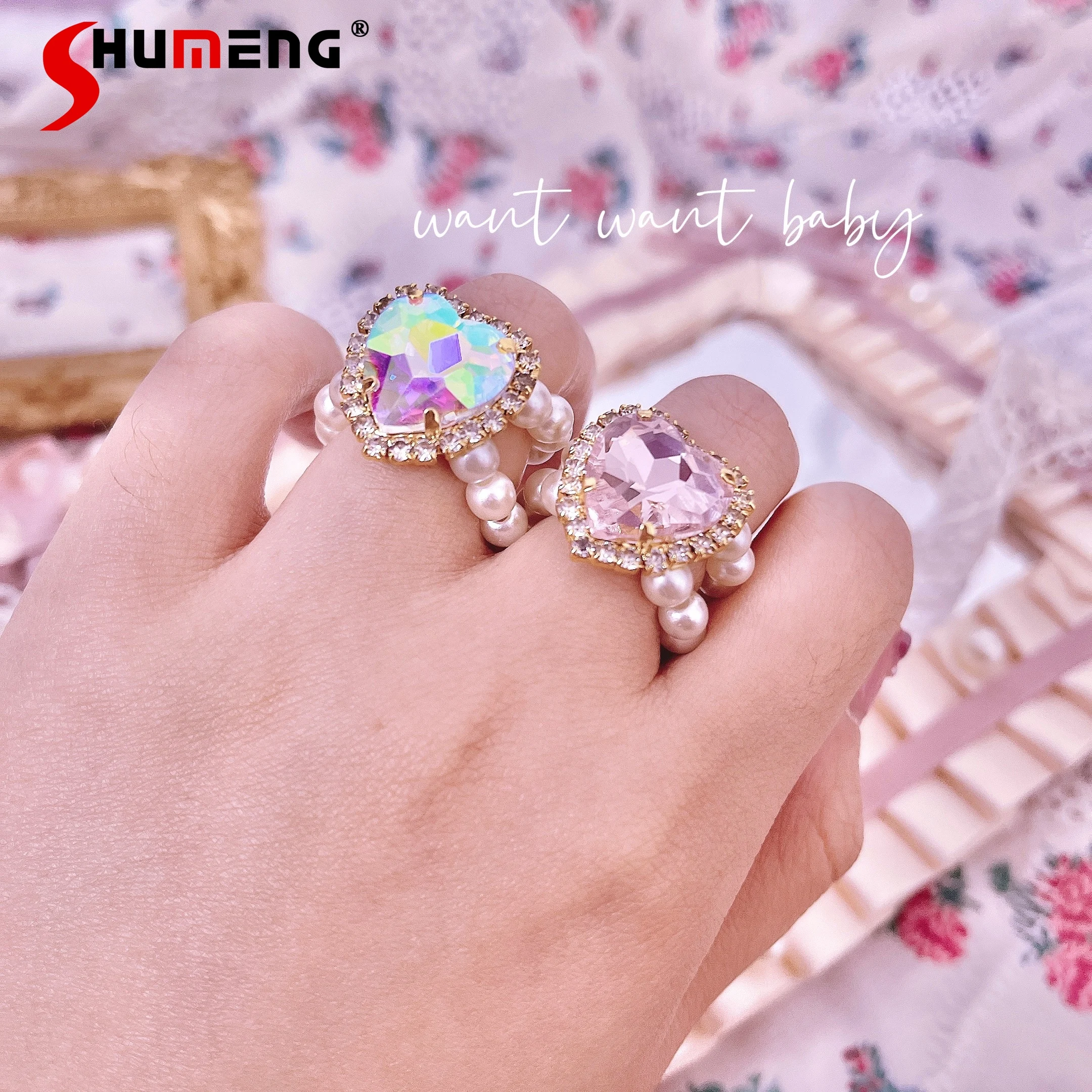 Japanese Style Romantic Girl Ring Handmade Mass-Produced Mine Ornament 2023 New Sweet Cute Heart Shape Rhinestone Pearl Rings
Japanese Style Romantic Girl Ring Handmade Mass-Produced Mine Ornament 2023 New Sweet Cute Heart Shape Rhinestone Pearl Rings