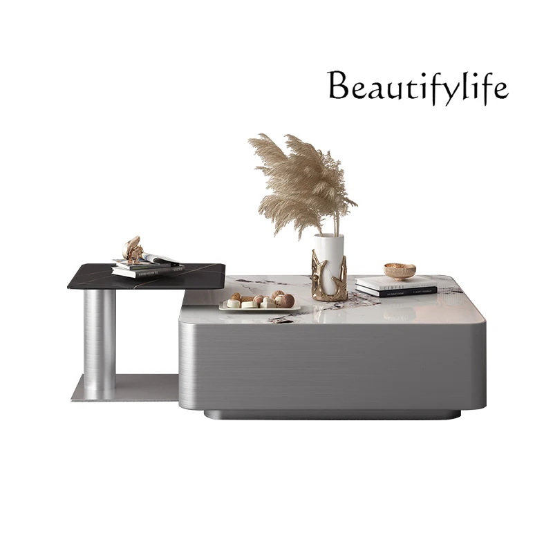 Italian Minimalist Living Room Home Combination Light Luxury Coffee Table Stainless Steel Craft Square Stone Plate Side Table
Italian Minimalist Living Room Home Combination Light Luxury Coffee Table Stainless Steel Craft Square Stone Plate Side Table