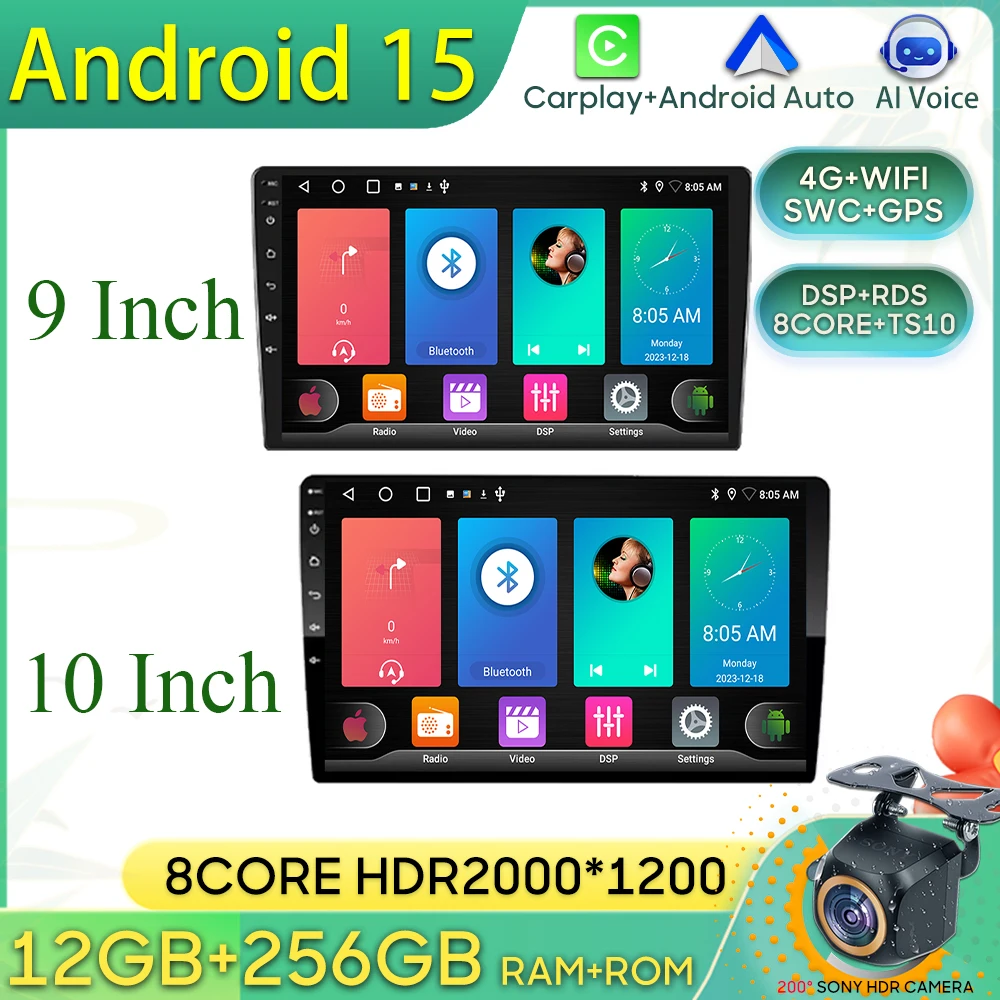 Android 15 For Universal 9/10 inch Car stereo CarPlay Car radio Android Auto GPS Multimedia Player No 2DIN WiFi QLED Screen BT
Android 15 For Universal 9/10 inch Car stereo CarPlay Car radio Android Auto GPS Multimedia Player No 2DIN WiFi QLED Screen BT