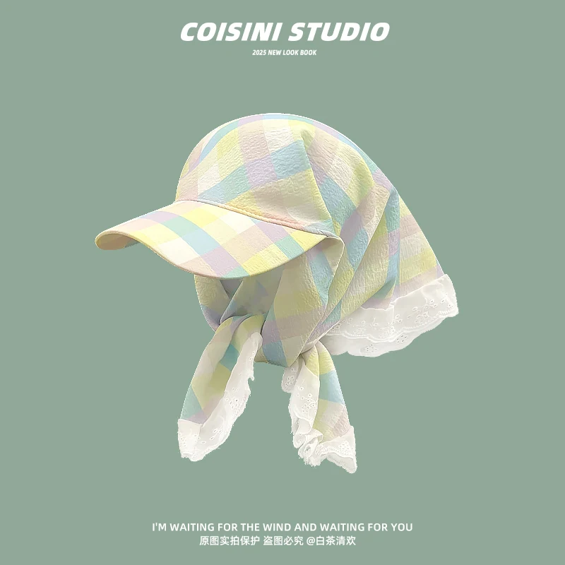 New Dopamine Contrasting Color Plaid Strap Headscarf Caps for Women Spring Summer Travel Versatile Sunscreen Casual Sun Hat
New Dopamine Contrasting Color Plaid Strap Headscarf Caps for Women Spring Summer Travel Versatile Sunscreen Casual Sun Hat