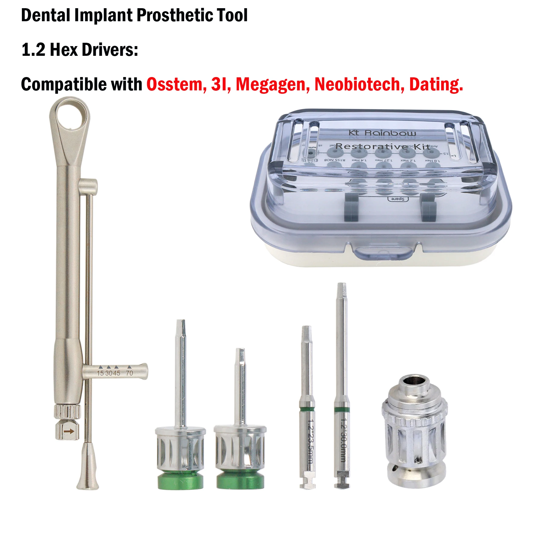 Implant Screwdriver Hex 1.2 Driver 135℃ Sterilizing Box Dental Torque Wrench Adapter Megagen 3I
Implant Screwdriver Hex 1.2 Driver 135℃ Sterilizing Box Dental Torque Wrench Adapter Megagen 3I