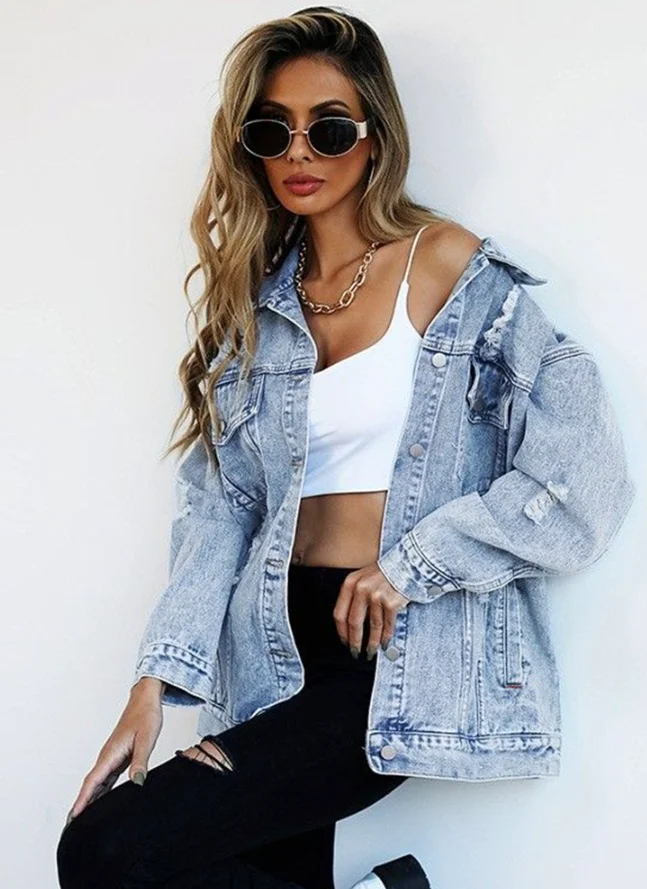 Женская джинсовая куртка премиум-класса с дырками, рабочая одежда в стиле Харадзюку, модная осенне-зимняя верхняя одежда, повседневное свободное пальто w05
Женская джинсовая куртка премиум-класса с дырками, рабочая одежда в стиле Харадзюку, модная осенне-зимняя верхняя одежда, повседневное свободное пальто w05