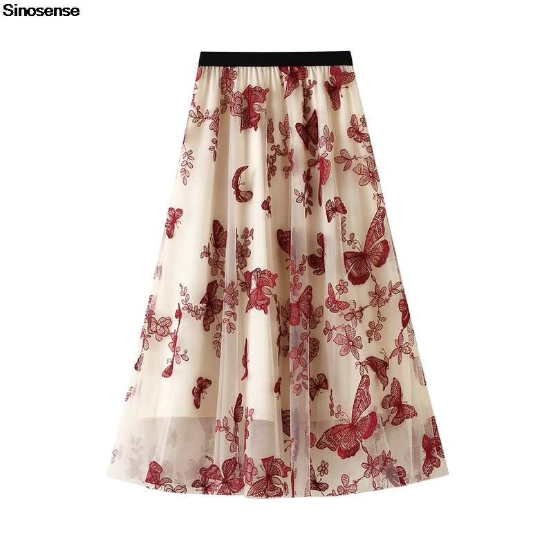 Women Butterfly Embroidery Tutu Tulle Midi Long Skirt Elastic High-Waisted Slimming A-Line Fairy Skirt Layered Mesh Skirts
Women Butterfly Embroidery Tutu Tulle Midi Long Skirt Elastic High-Waisted Slimming A-Line Fairy Skirt Layered Mesh Skirts