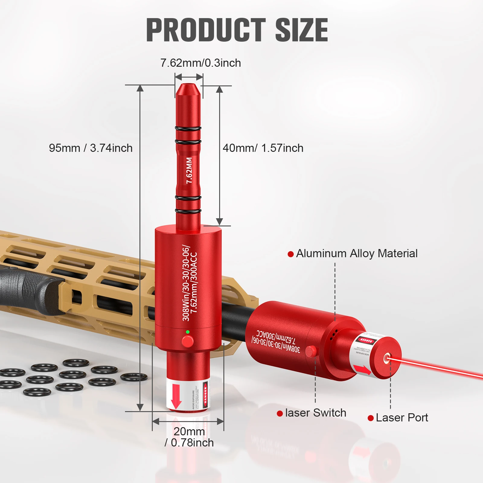 2-in-1 Rechargeable red dot Laser Bore Sighter –308WIN.7.62MM.300ACC Caliber for Shooting Training & Sight Calibration.
2-in-1 Rechargeable red dot Laser Bore Sighter –308WIN.7.62MM.300ACC Caliber for Shooting Training & Sight Calibration.