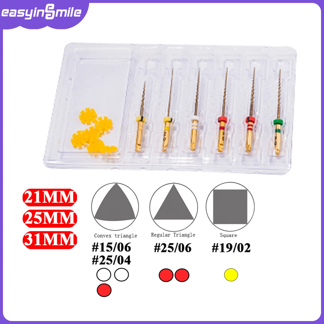 EASYINSMILE 6 шт. стоматологический эндодонтический X3/G3 Pro золотой конический напильник роторный эндофайл 21 мм 25 мм 31 мм для моторного стоматологического инструмента
EASYINSMILE 6 шт. стоматологический эндодонтический X3/G3 Pro золотой конический напильник роторный эндофайл 21 мм 25 мм 31 мм для моторного стоматологического инструмента