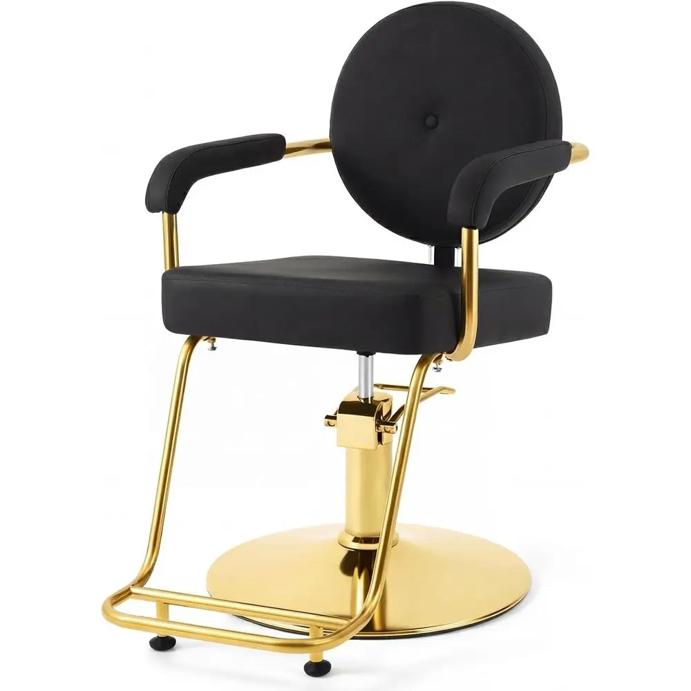 360° Swivel Hydraulic Styling Chair for Barbers and Hair Stylists, Adjustable Height, 330 lbs Capacity, Black and Gold
360° Swivel Hydraulic Styling Chair for Barbers and Hair Stylists, Adjustable Height, 330 lbs Capacity, Black and Gold