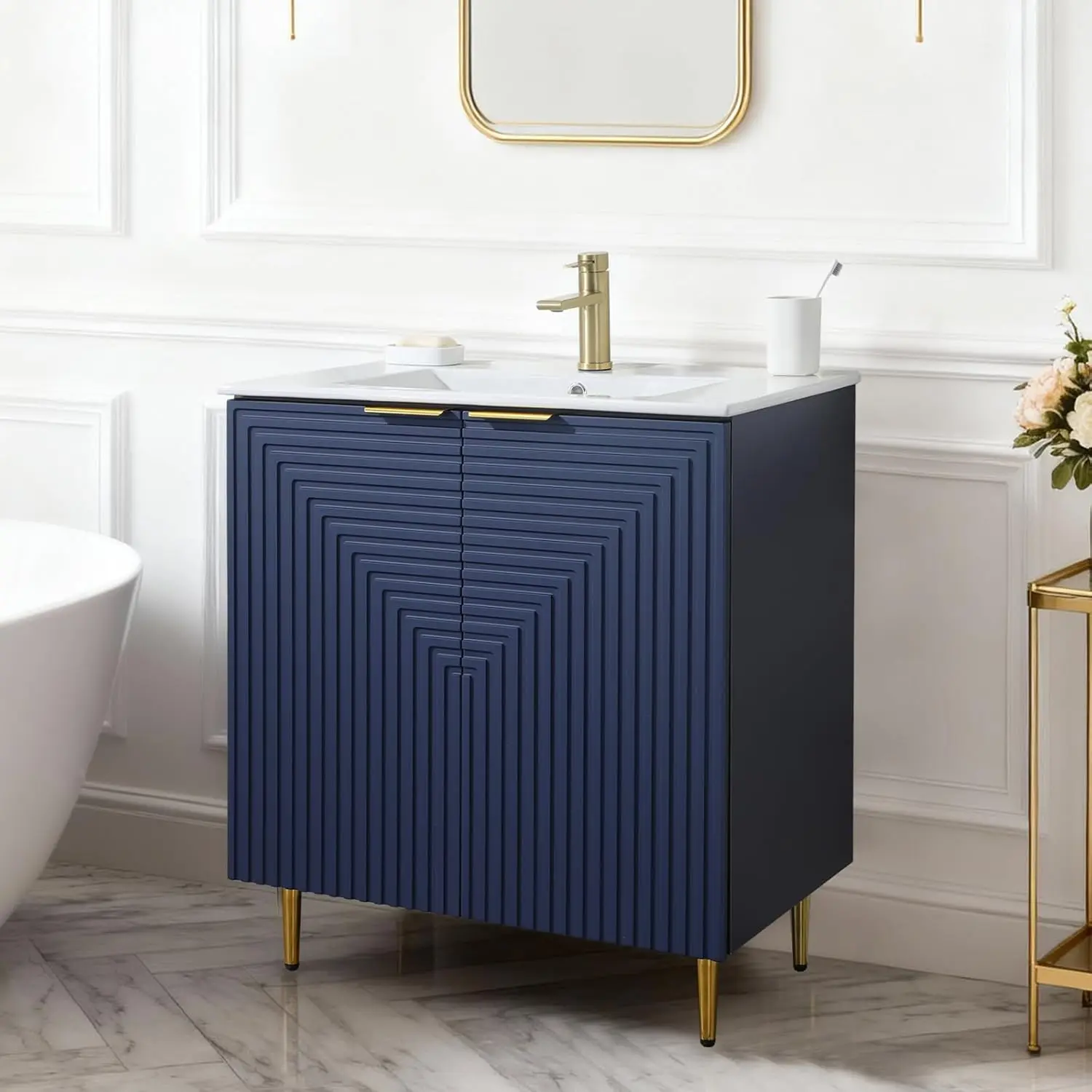 30 Inch Blue Bathroom Vanity with Ceramic Sink Combo, Modern Freestanding Bathroom Cabinet with Soft Closing Door, Customized
30 Inch Blue Bathroom Vanity with Ceramic Sink Combo, Modern Freestanding Bathroom Cabinet with Soft Closing Door, Customized