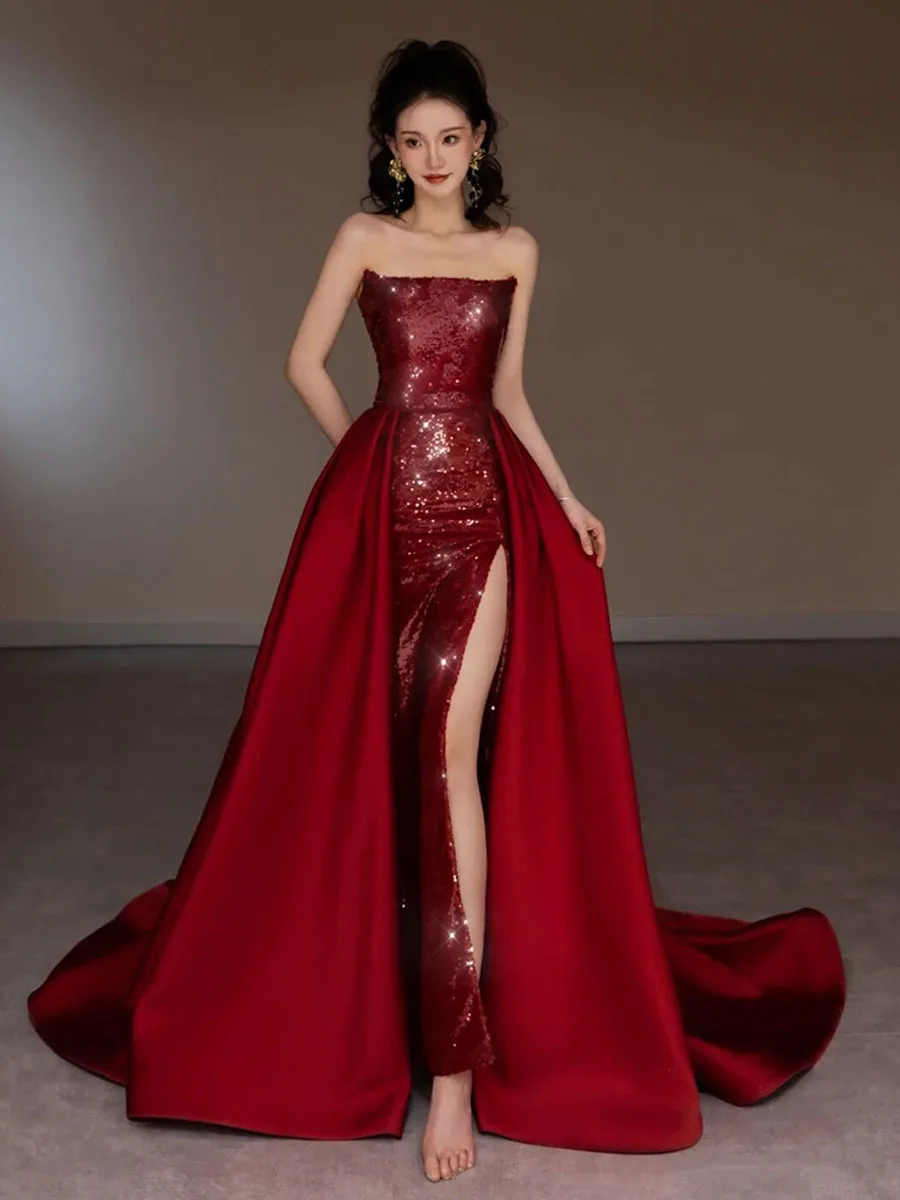 Сексуальное вечернее платье с бисером и длинным шлейфом для свадьбы и помолвки, с завышенной талией, без рукавов, ярко-красное, для женщин
Сексуальное вечернее платье с бисером и длинным шлейфом для свадьбы и помолвки, с завышенной талией, без рукавов, ярко-красное, для женщин