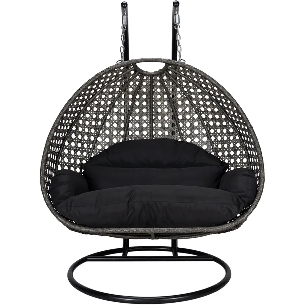 Black 2-Person Wicker Hanging Egg Chair with UV-Protected Cushions for Indoor or Outdoor Use
Black 2-Person Wicker Hanging Egg Chair with UV-Protected Cushions for Indoor or Outdoor Use
