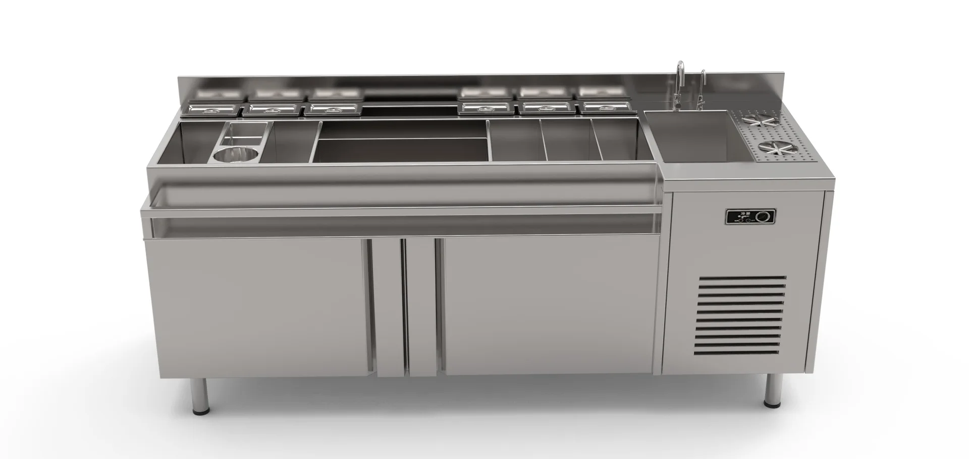 330L High Quality Stainless Steel Modern Hotel Use Bar Counter Fresh Cocktail Station
330L High Quality Stainless Steel Modern Hotel Use Bar Counter Fresh Cocktail Station