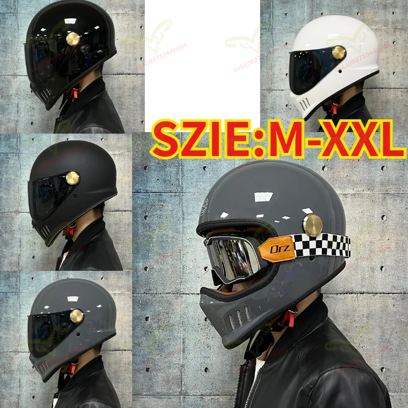 Vintage Motorcycle Helmet, Coffee Racer Style Full Face with PC Lens & Suede Lining, DOT Certified Jet Retro Helmet.
Vintage Motorcycle Helmet, Coffee Racer Style Full Face with PC Lens & Suede Lining, DOT Certified Jet Retro Helmet.