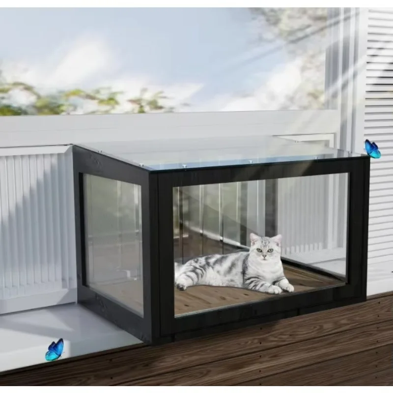 Modern Double Hung Frames Safe Outdoor Cat Enclosure Wood Window Perch Bug-Proof Wire Grid Easy Assembled Protective Black Catio
Modern Double Hung Frames Safe Outdoor Cat Enclosure Wood Window Perch Bug-Proof Wire Grid Easy Assembled Protective Black Catio